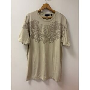Affliction Black Label Rhinestone Spell Out Short Sleeve T Shirt Men's L